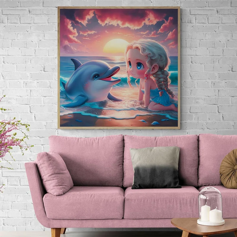5D Diamond Painting – Child With Dolphin