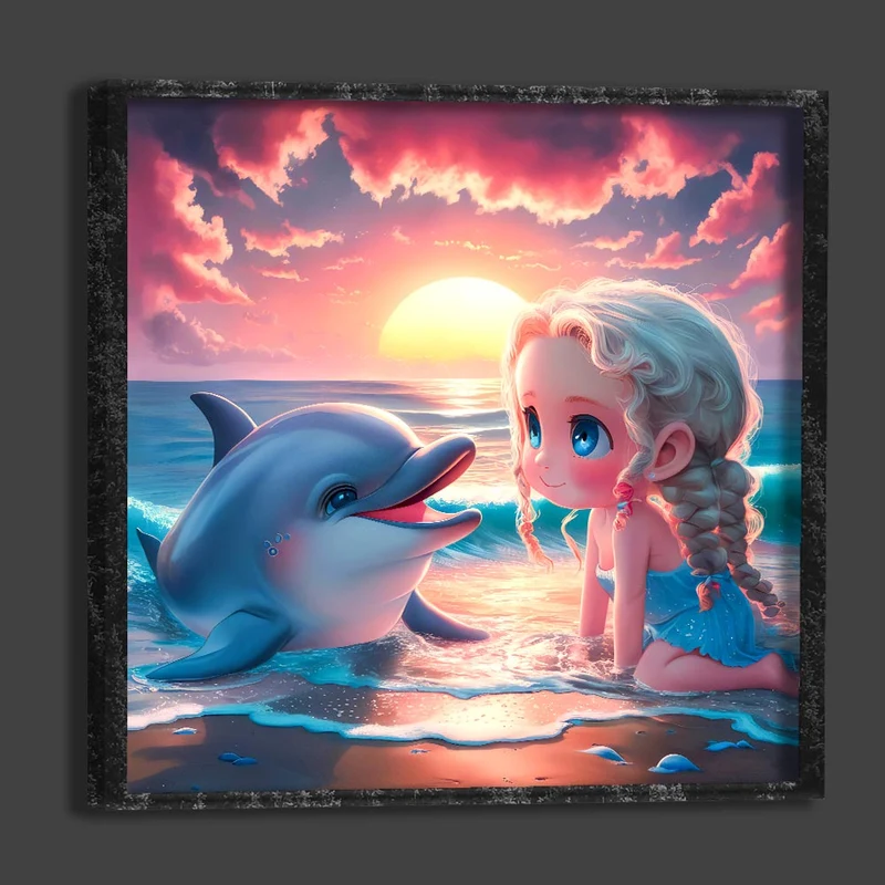 5D Diamond Painting – Child With Dolphin
