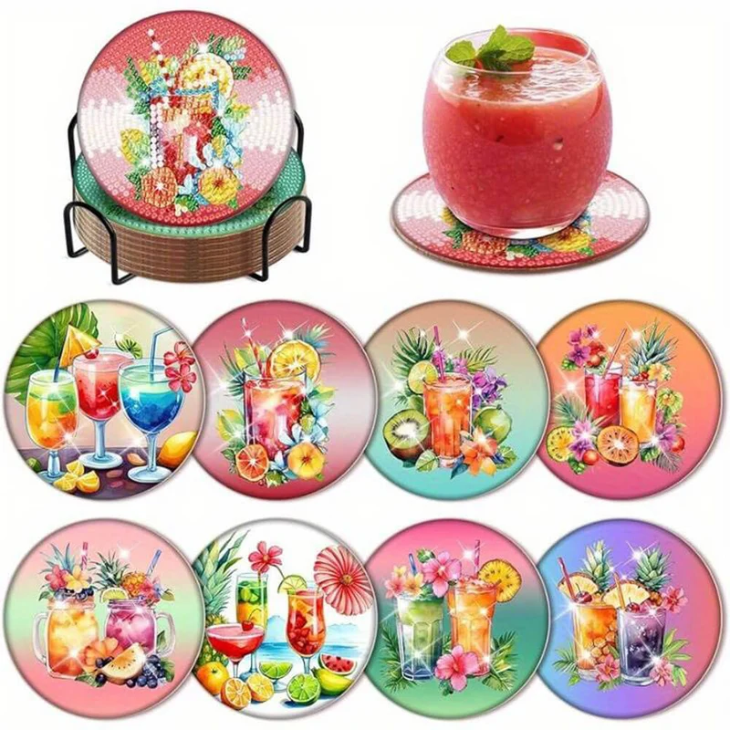 5D Diamond Painting Untersetzer Summer Drinks