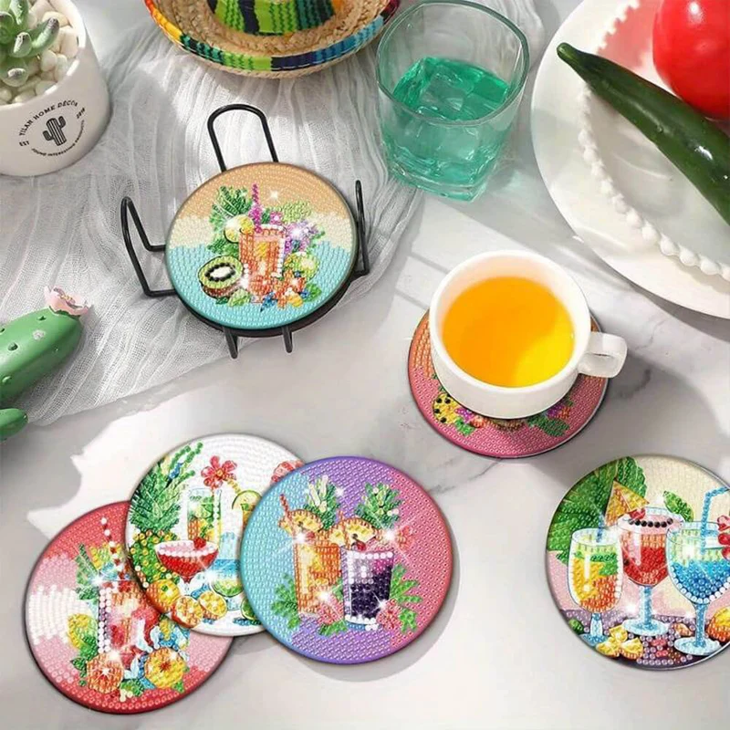 5D Diamond Painting Untersetzer Summer Drinks