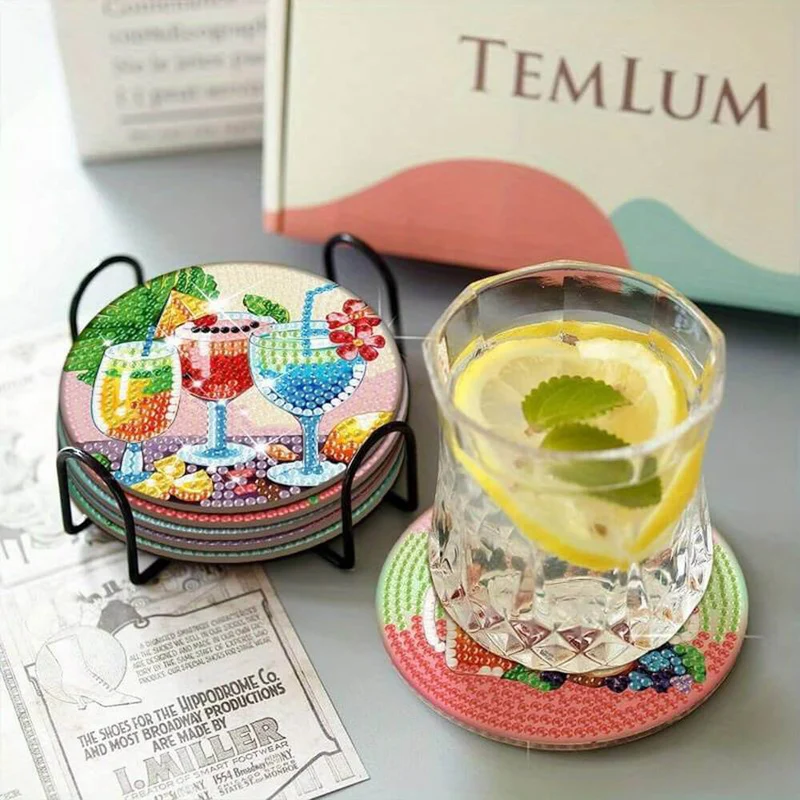 5D Diamond Painting Untersetzer Summer Drinks