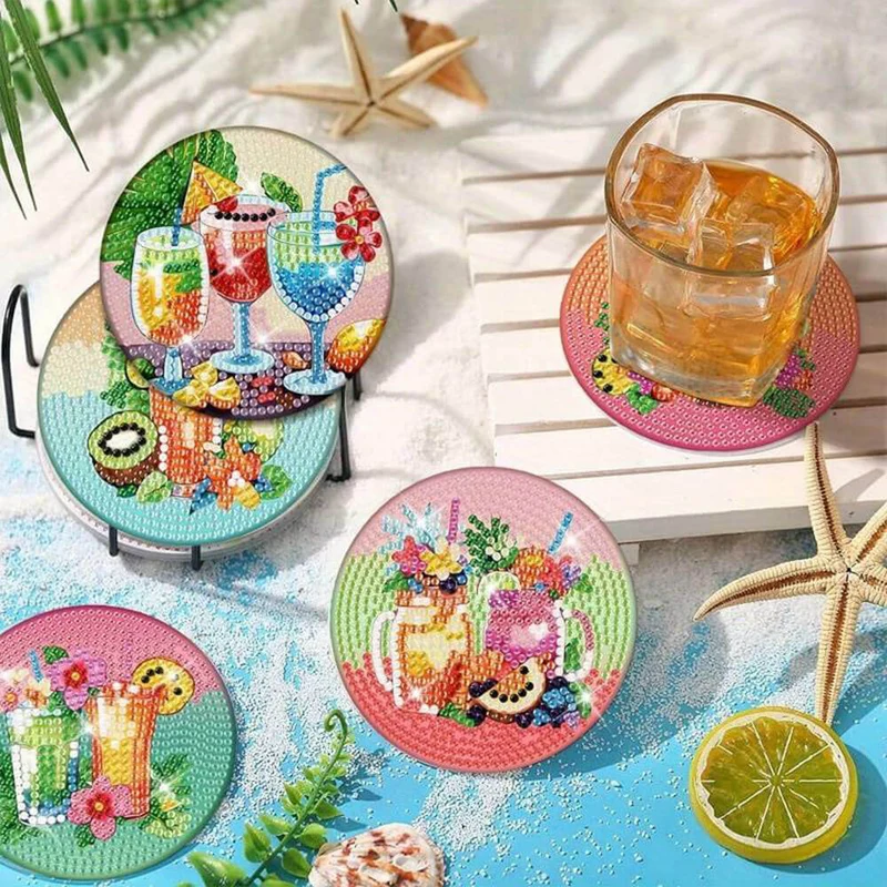 5D Diamond Painting Untersetzer Summer Drinks