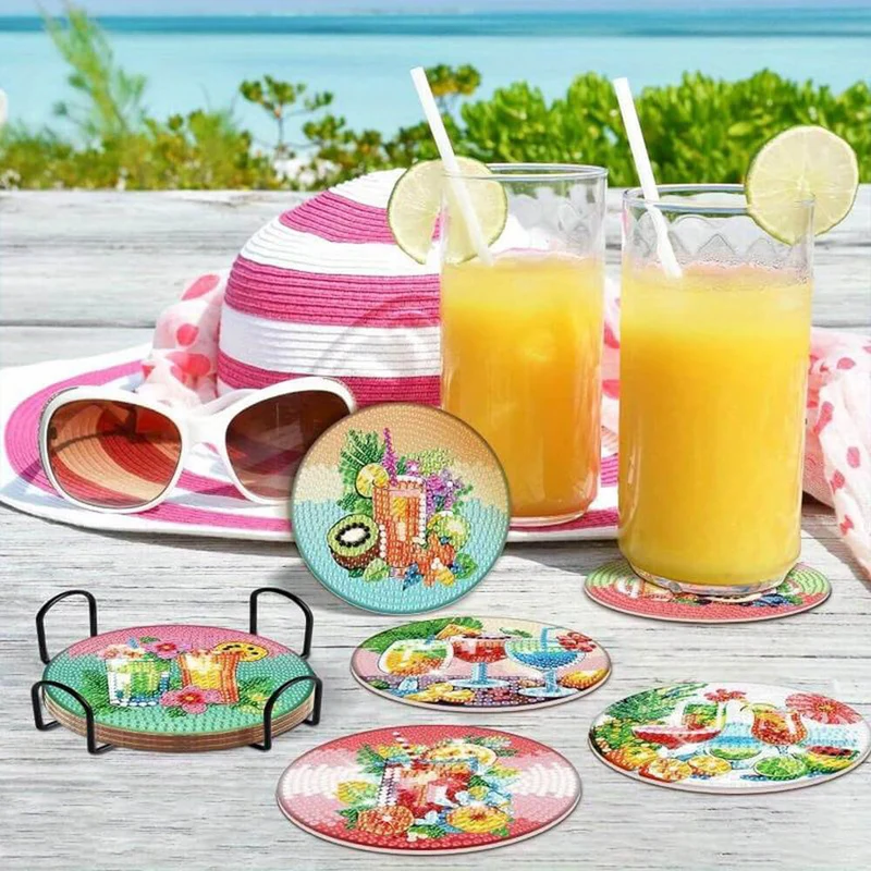 5D Diamond Painting Untersetzer Summer Drinks