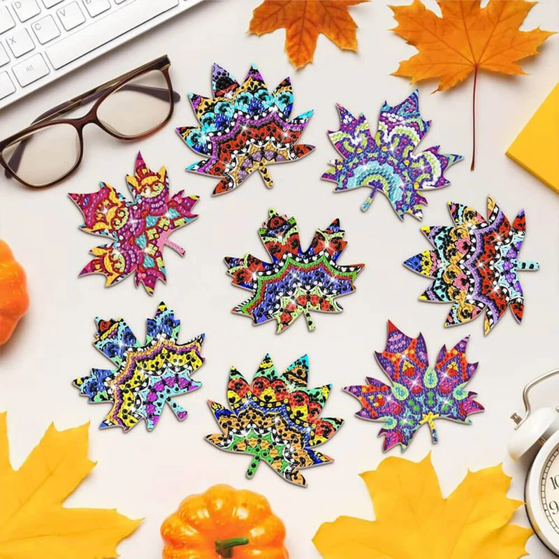 5D Diamond Painting Untersetzer Maple Leaf