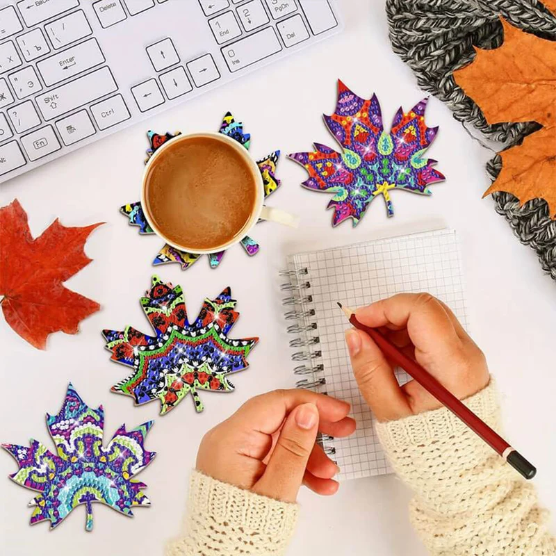 5D Diamond Painting Untersetzer Maple Leaf