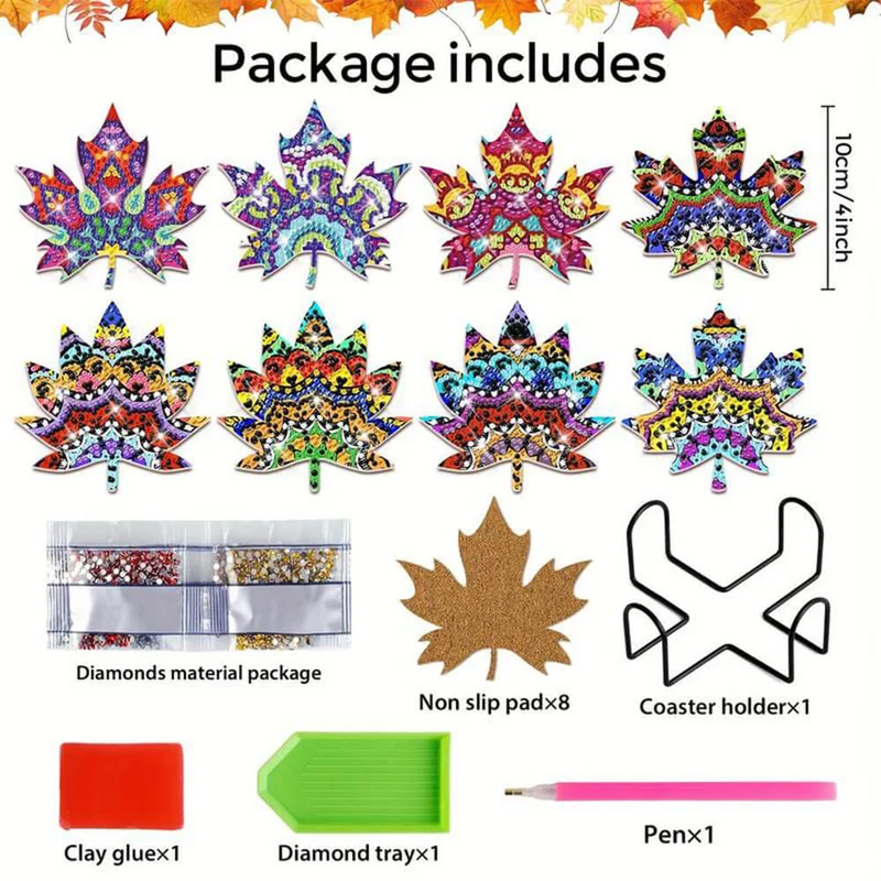 5D Diamond Painting Untersetzer Maple Leaf