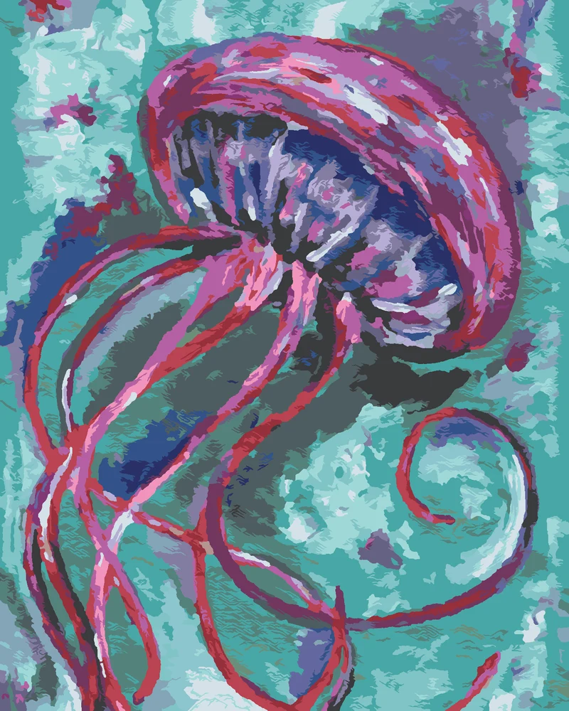 Diamond painting - QUALLE AUF GRÜNEM HINTERGRUND