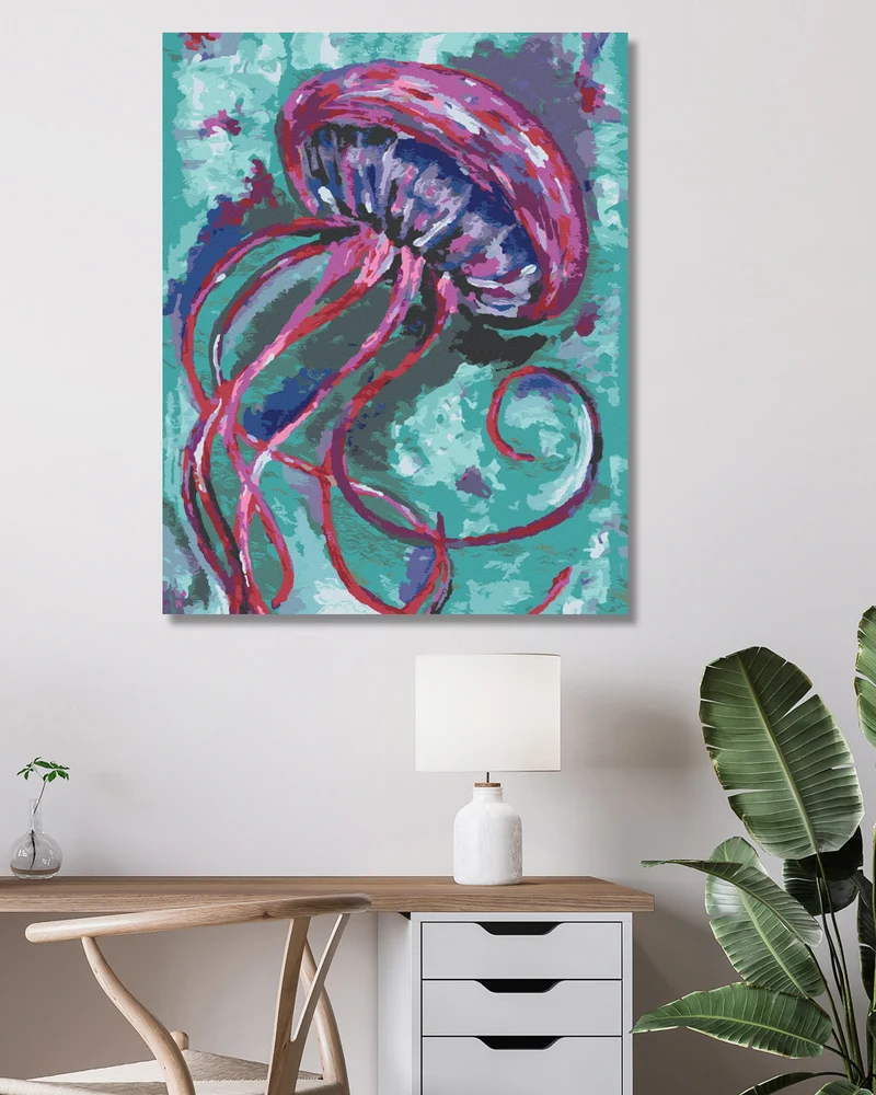 Diamond painting - QUALLE AUF GRÜNEM HINTERGRUND