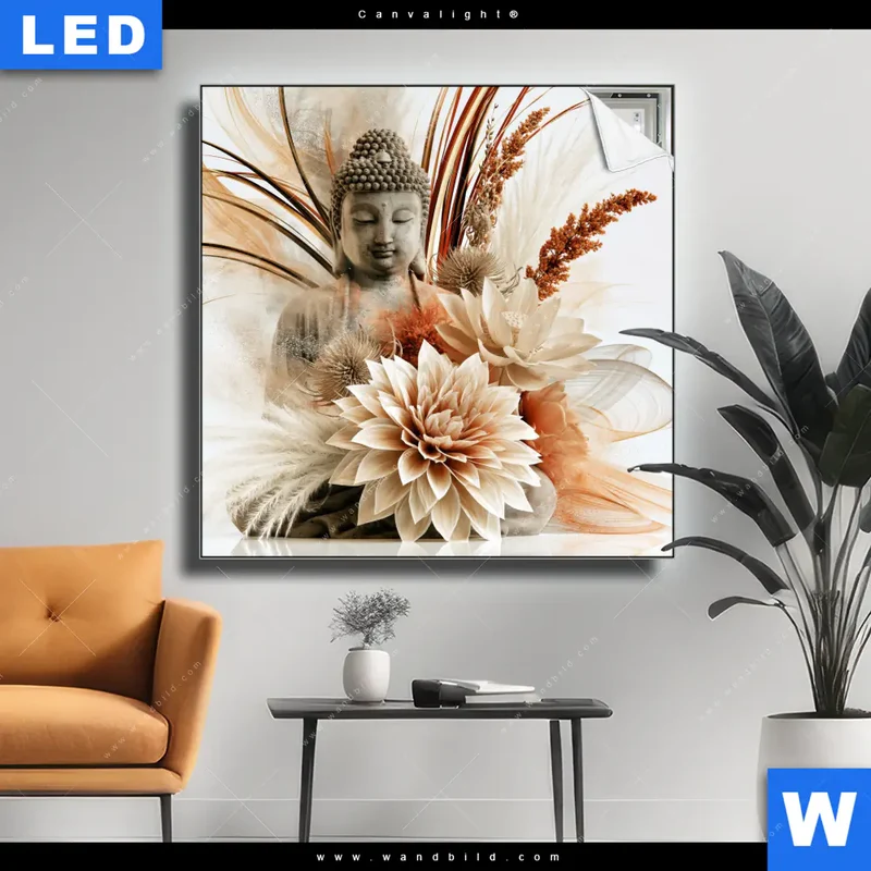Canvalight® Leuchtbild | Buddha – Harmonie der Natur | Quadrat