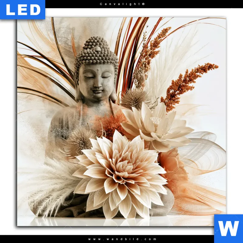 Canvalight® Leuchtbild | Buddha – Harmonie der Natur | Quadrat