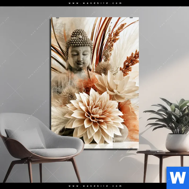Aluminiumbild gebürstet | Buddha – Harmonie der Natur | Hochformat