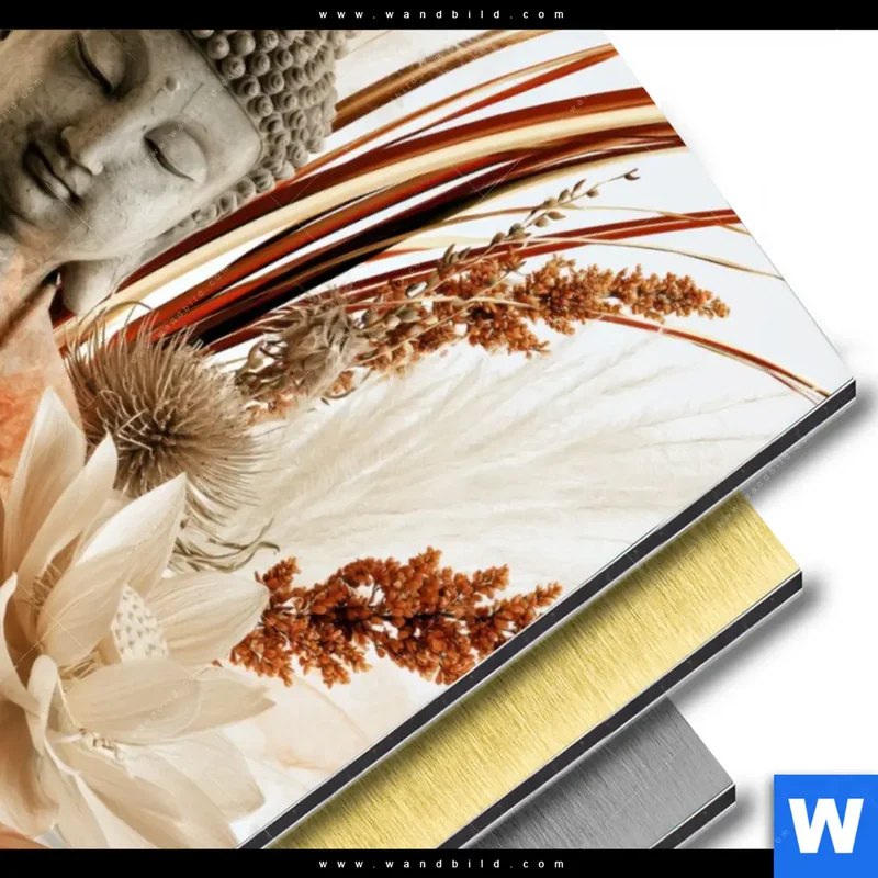 Aluminiumbild gebürstet | Buddha – Harmonie der Natur | Hochformat