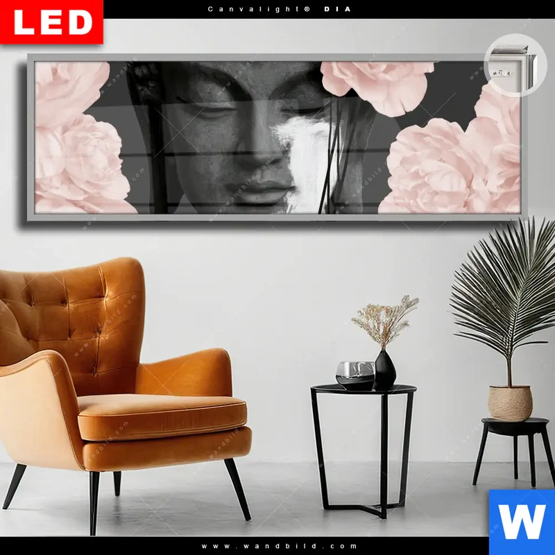 Leuchtbild Acrylglas Canvalight® DIA | Buddha - Blüten der Stille | Panorama