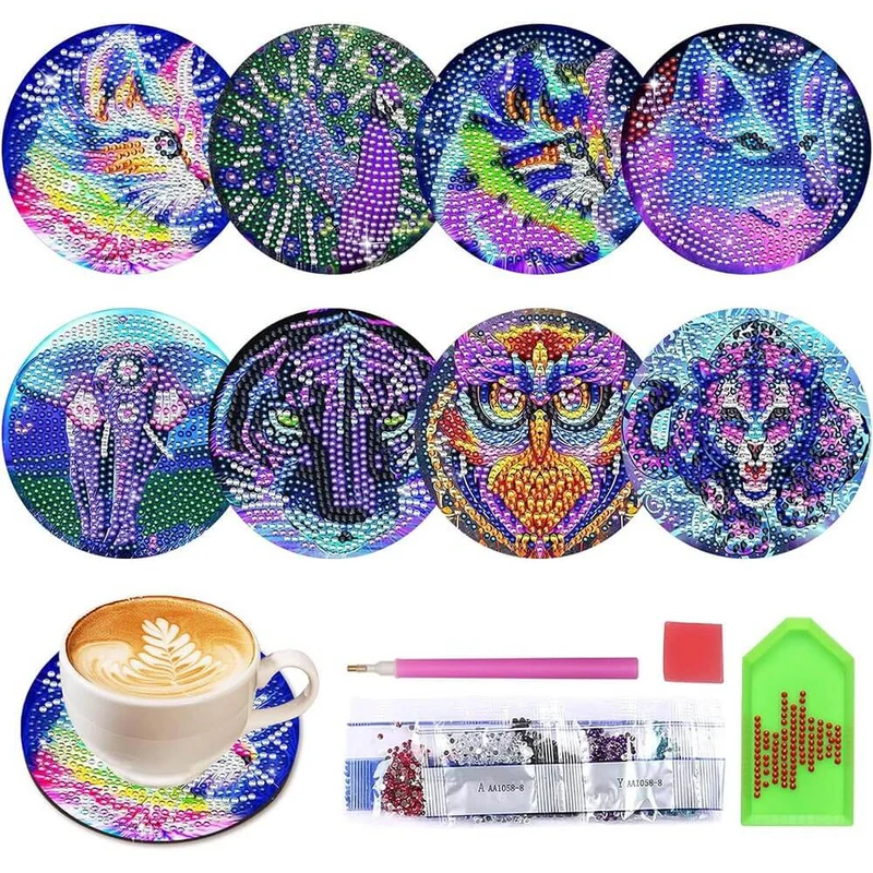 5D Diamond Painting Untersetzer Tiere