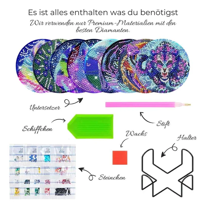 5D Diamond Painting Untersetzer Tiere