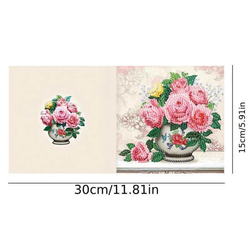 5D Diamond Painting Grußkarten – Vintage Blütenträume 8 Stück
