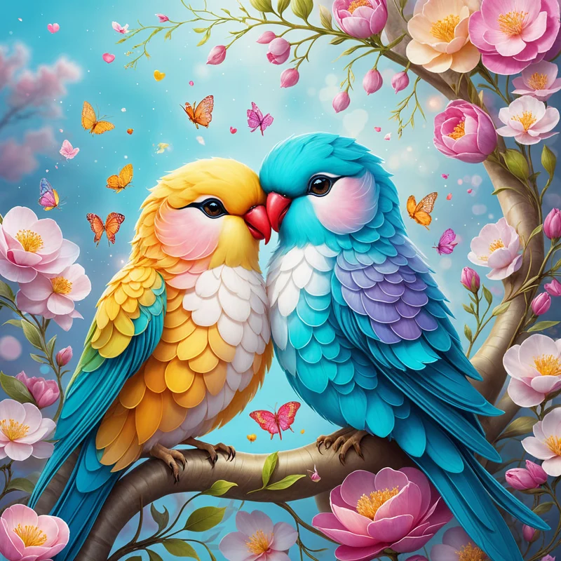 5D Diamond Painting – Love Parrot