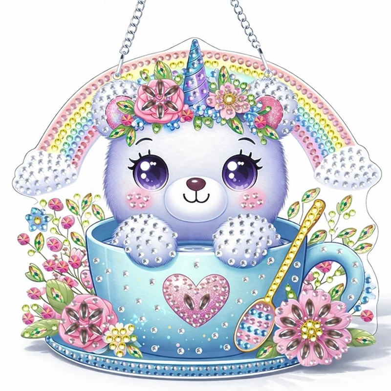 5D Diamond Painting Türanhänger Einhorn Katze