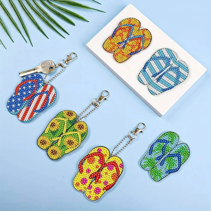 5D Diamond Painting Schlüsselanhänger Flip Flops 12 Stück