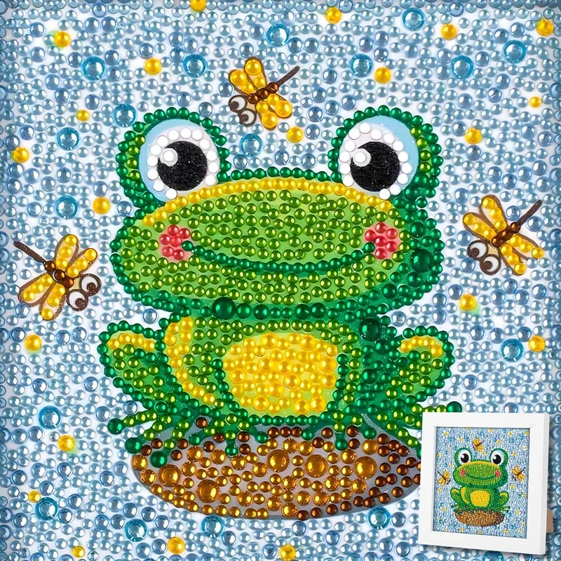 5D Diamond Painting Fridolin der Froschkönig mit Strasssteinchen