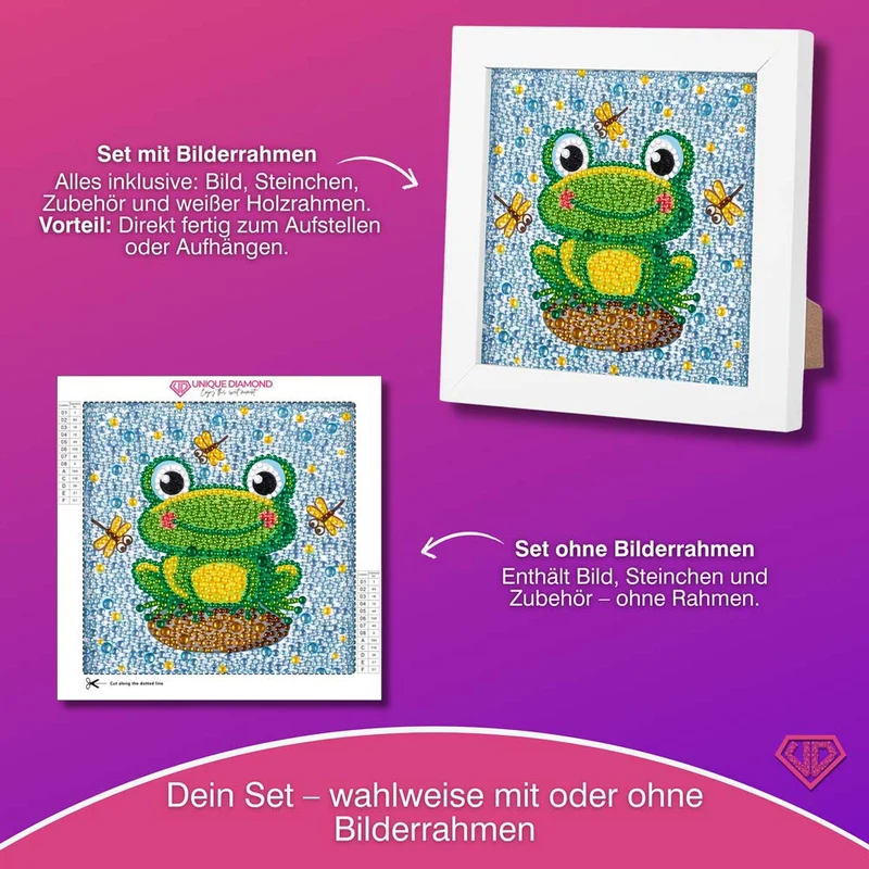 5D Diamond Painting Fridolin der Froschkönig mit Strasssteinchen