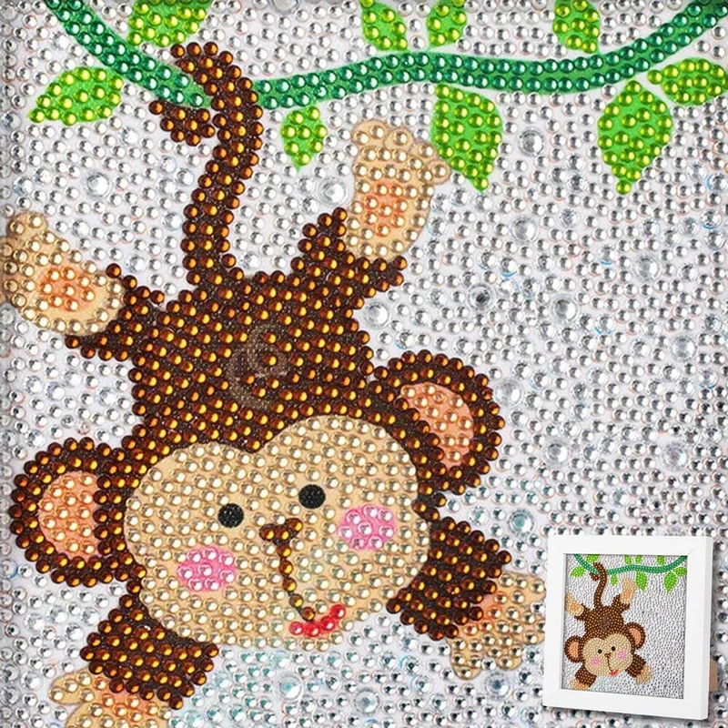 5D Diamond Painting Dschungelspaß mit Chico mit Strasssteinchen