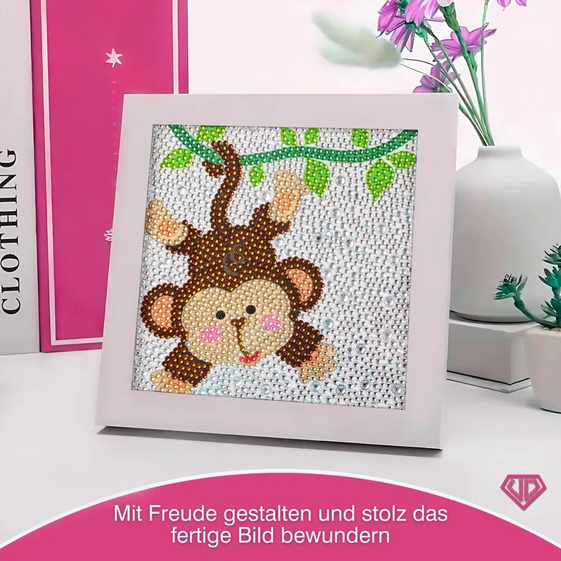 5D Diamond Painting Dschungelspaß mit Chico mit Strasssteinchen