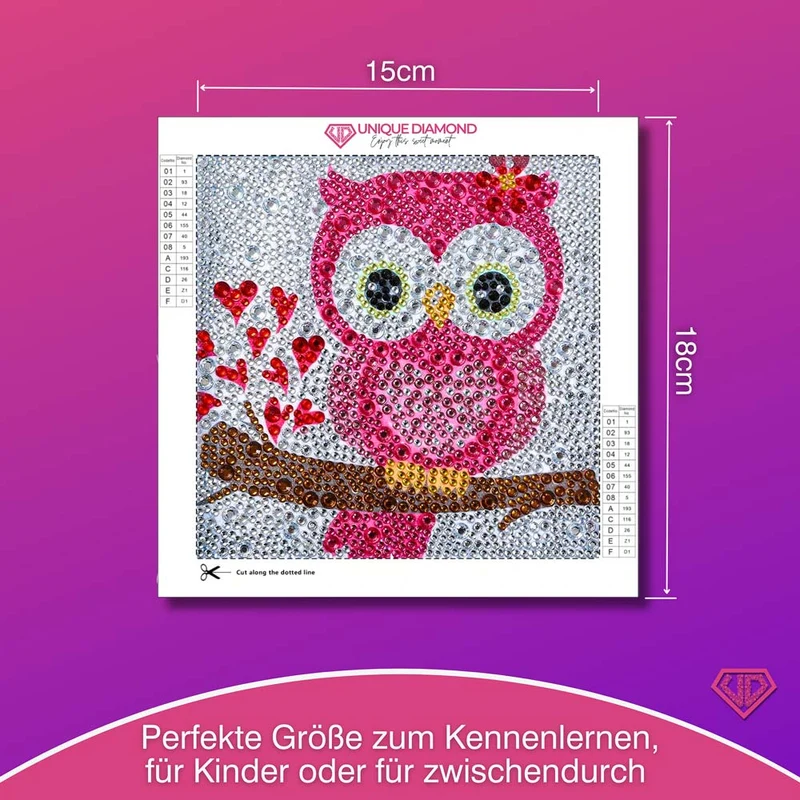 5D Diamond Painting Herzenseule Liora mit Strasssteinchen