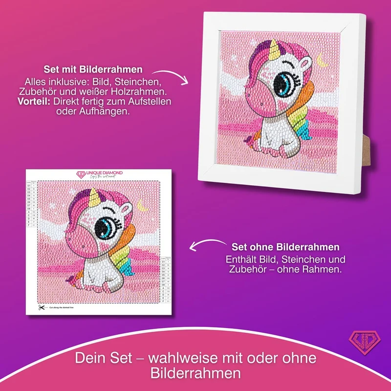 5D Diamond Painting Traum-Einhorn Milu mit Strasssteinchen