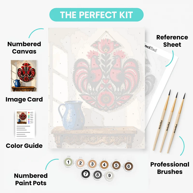 Wycinanki Roosters - Paint by Numbers Kit