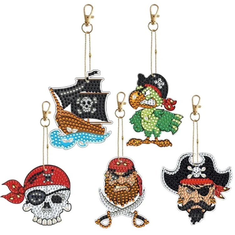 Diamond Painting Schlüsselanhänger Piraten 5er Set DIY Bastelset