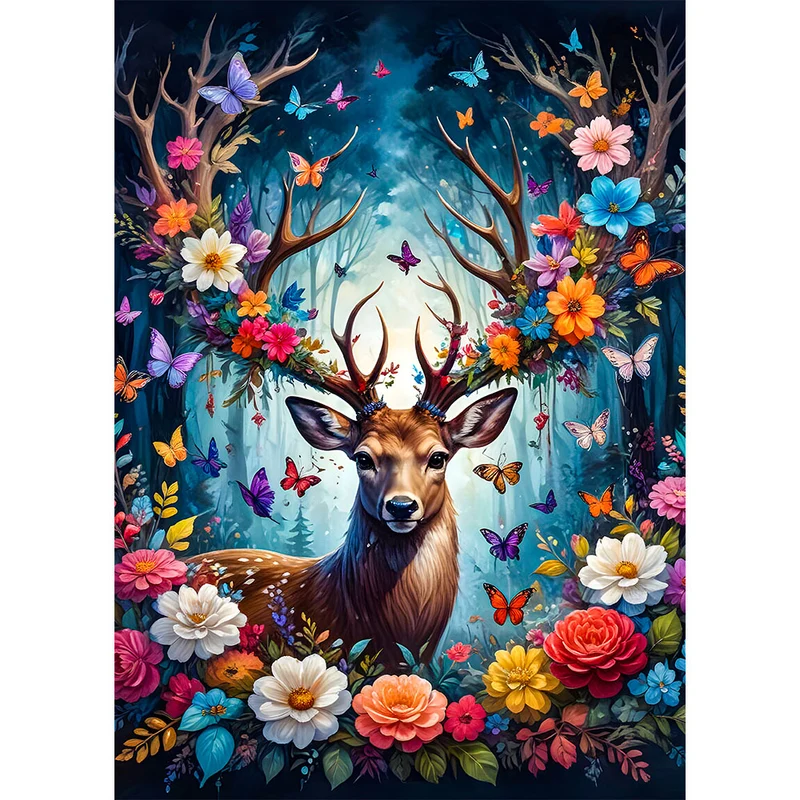 5D Diamond Painting – Flowers Deer