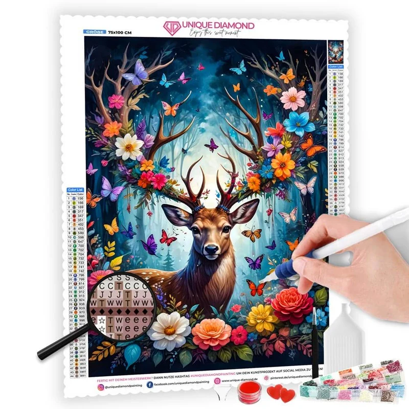 5D Diamond Painting – Flowers Deer