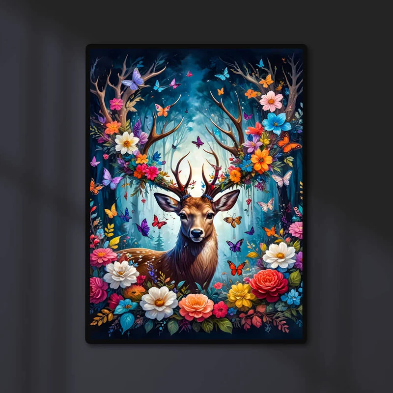 5D Diamond Painting – Flowers Deer