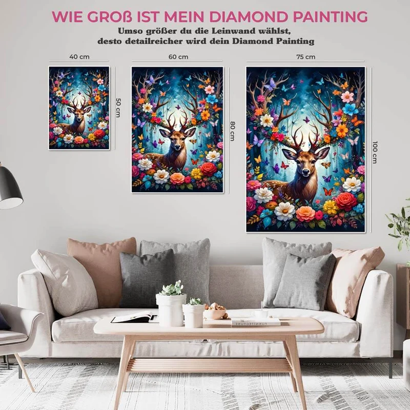 5D Diamond Painting – Flowers Deer