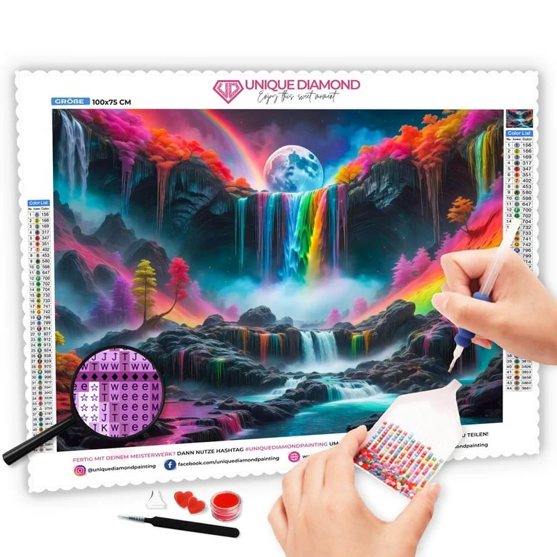 5D Diamond Painting – Colourful Waterfall