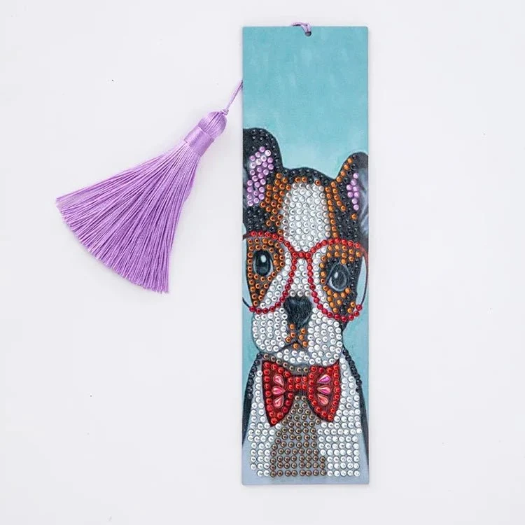 Lesezeichen Hund mit Brille - Diamond Painting