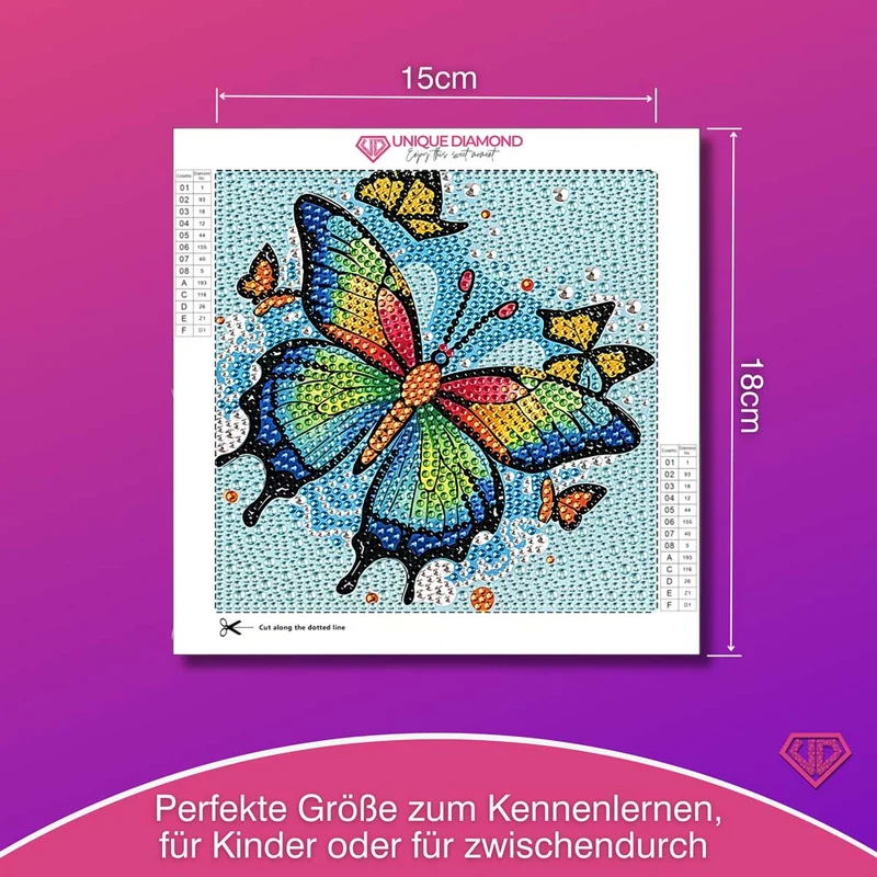 5D Diamond Painting Regenbogenschmetterling Aria mit Strasssteine