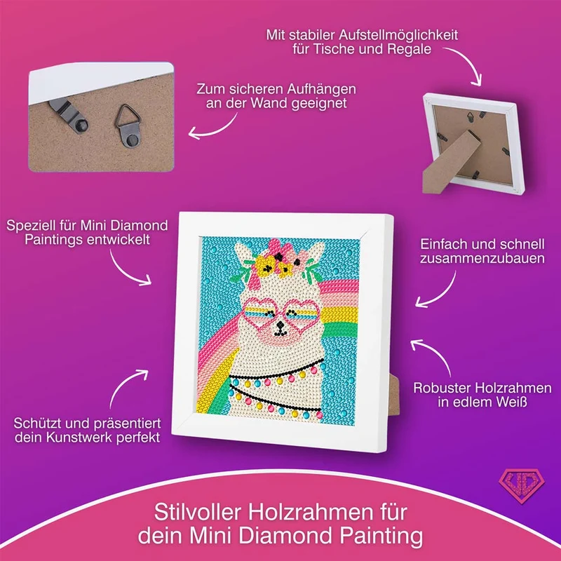 5D Diamond Painting Regenbogen-Alpaka Gloria mit Strasssteinchen