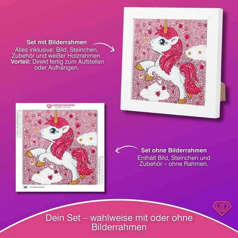 5D Diamond Painting Unicorn in Love mit Strasssteinchen