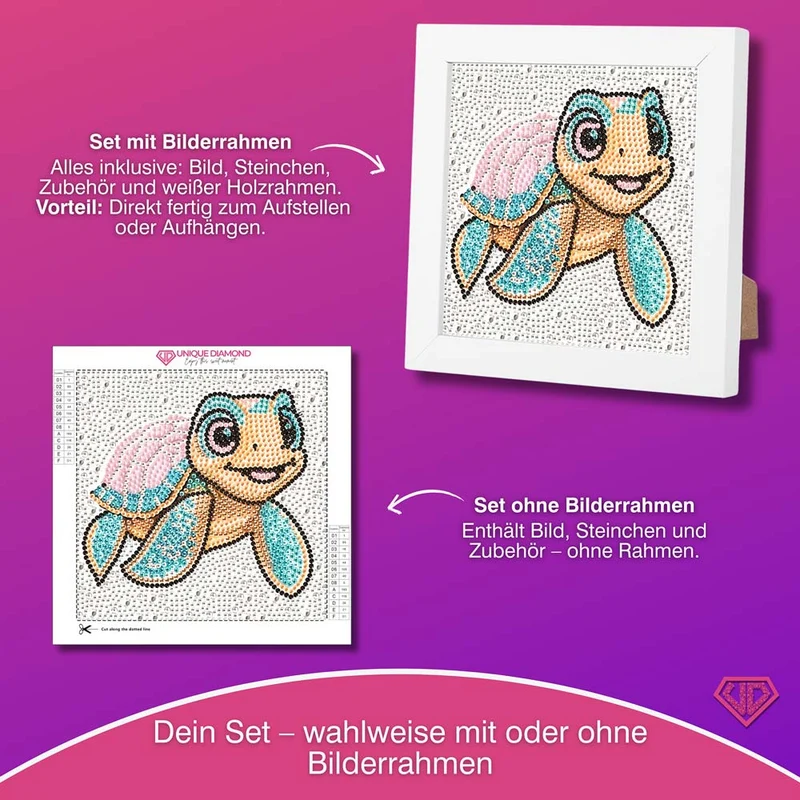 5D Diamond Painting Tilda die Meeresschildkröte mit Strasssteinchen