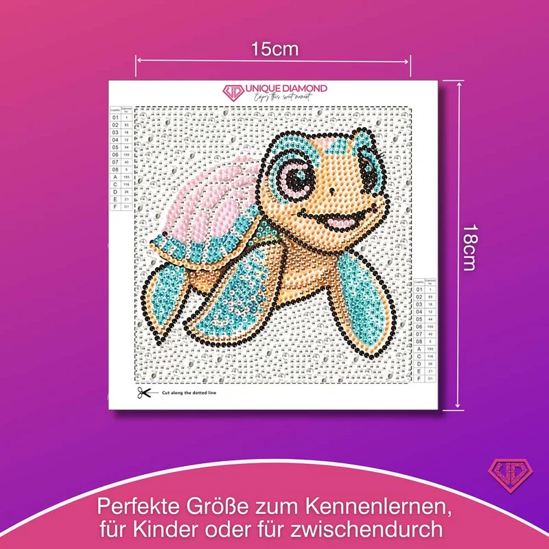5D Diamond Painting Tilda die Meeresschildkröte mit Strasssteinchen