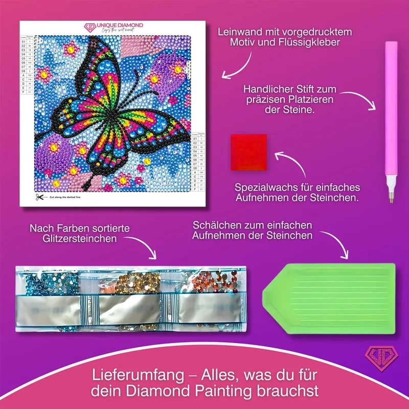 5D Diamond Painting Schmetterling mit Strasssteine