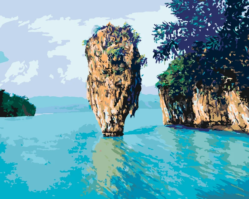 Diamond painting - KLEINE WALDINSEL AUF DEM MEER