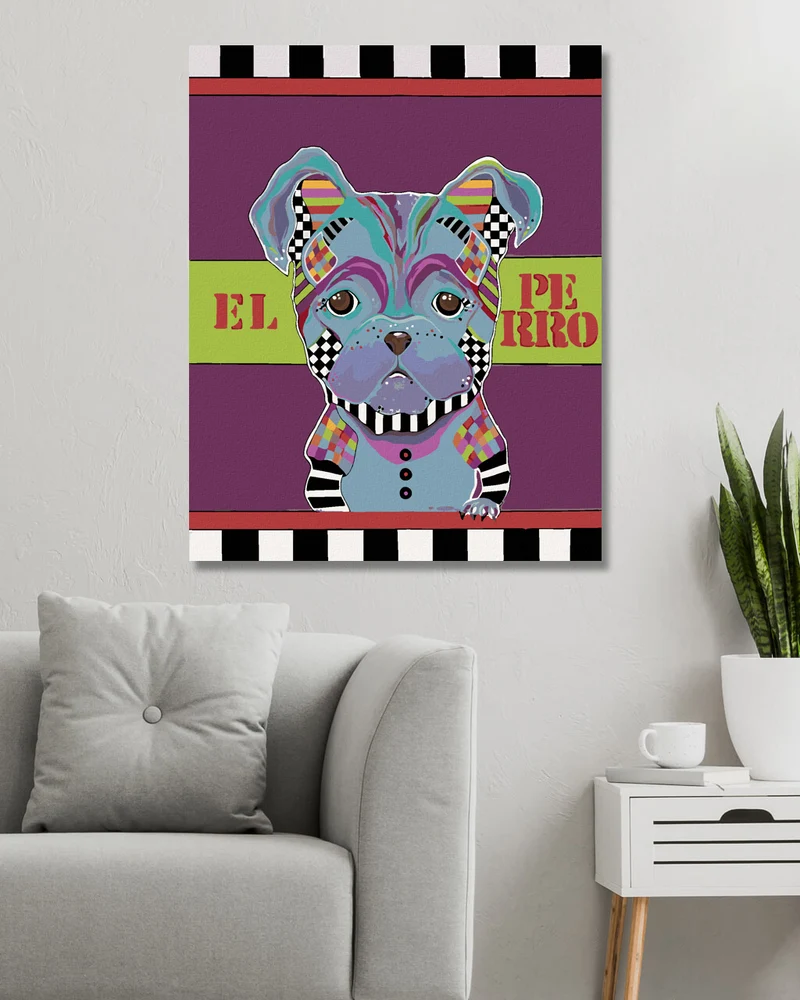Diamond painting - KLEINER HUND AUF LILA HINTERGRUND (JONNA JAMES)