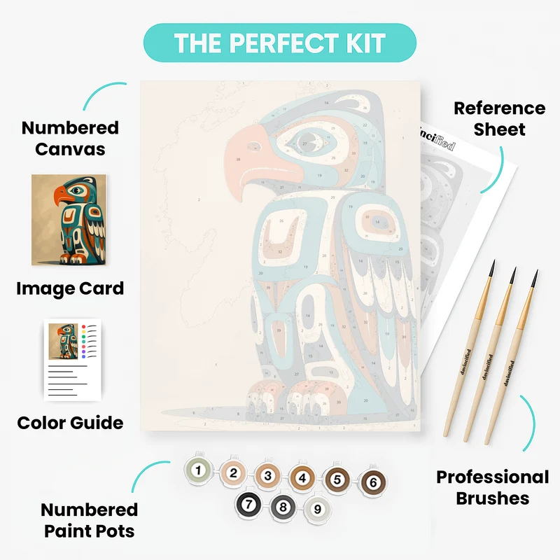 Carved Totem Bird - Paint by Numbers Kit