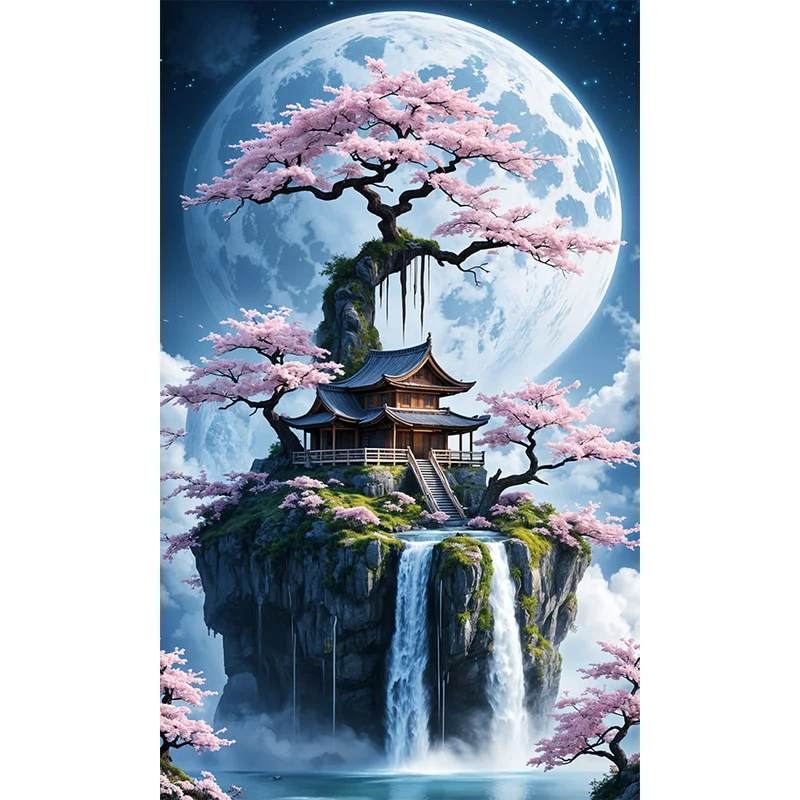 5D Diamond Painting – Moonlight Sakura Haven