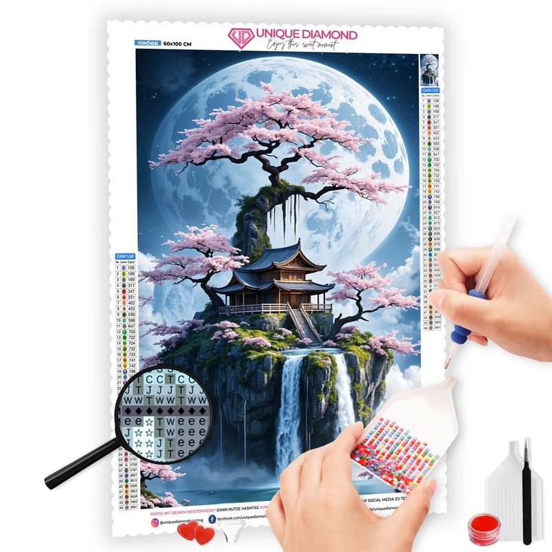 5D Diamond Painting – Moonlight Sakura Haven