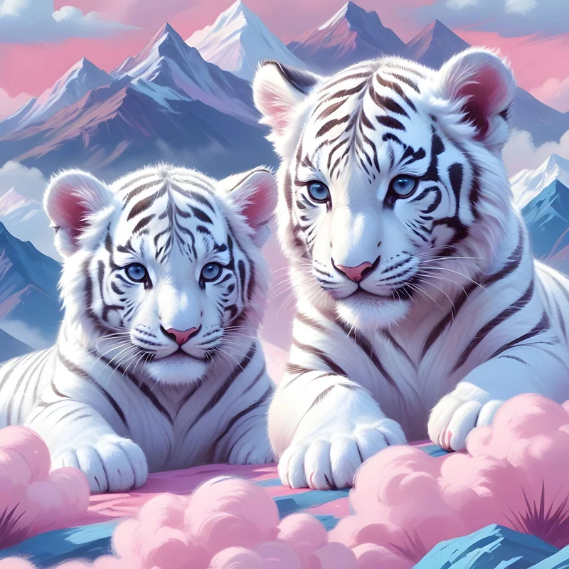 5D Diamond Painting – White Tiger