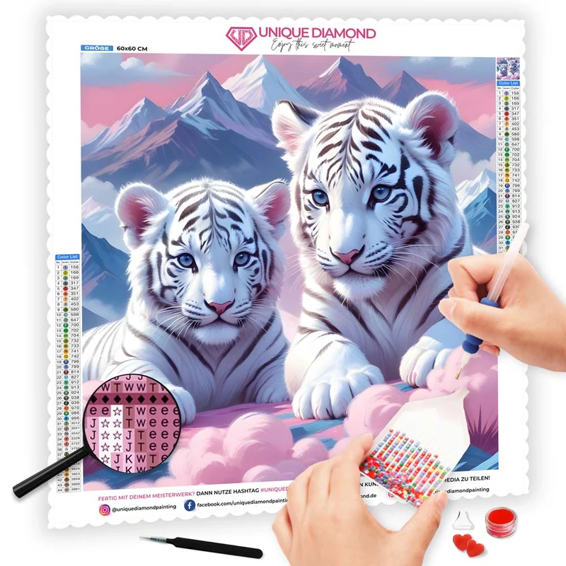 5D Diamond Painting – White Tiger